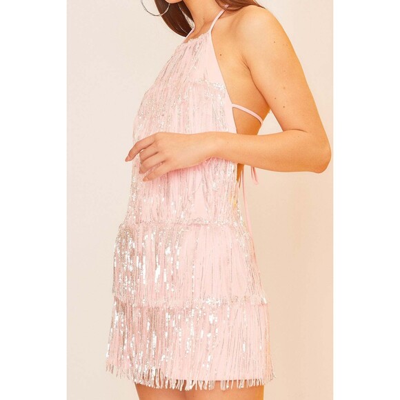 Mainstrip Fringe Sequin Trim Tiered Romper - Picture 5 of 8